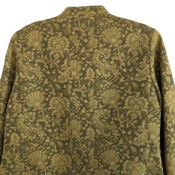 JH Collectible Tapestry Jacket Women Size XL Chartreuse Floral Brocade Mandarin - Picture 6 of 14